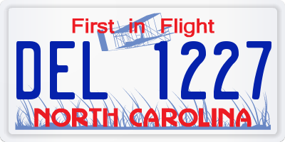 NC license plate DEL1227