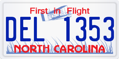 NC license plate DEL1353