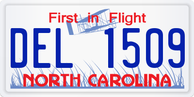 NC license plate DEL1509