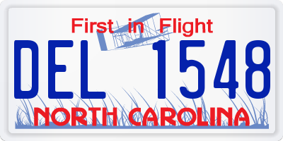 NC license plate DEL1548