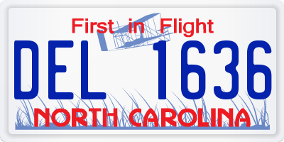 NC license plate DEL1636