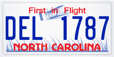 NC license plate DEL1787