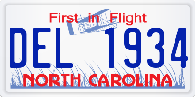 NC license plate DEL1934