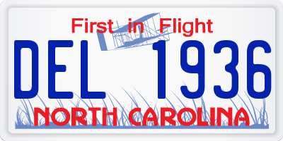 NC license plate DEL1936