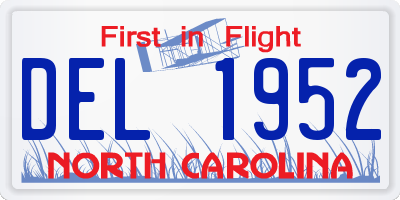 NC license plate DEL1952