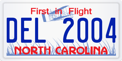 NC license plate DEL2004