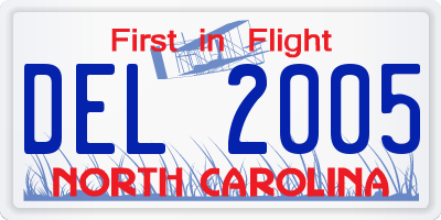 NC license plate DEL2005
