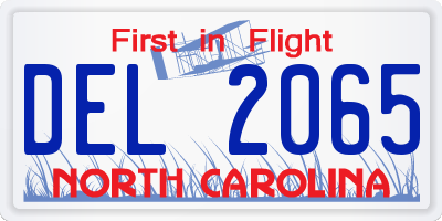 NC license plate DEL2065