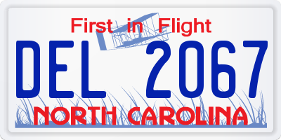 NC license plate DEL2067