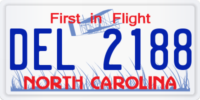 NC license plate DEL2188