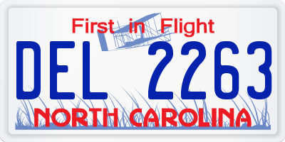 NC license plate DEL2263