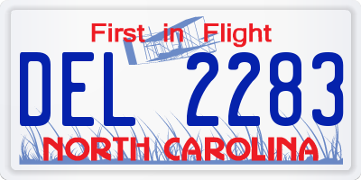 NC license plate DEL2283