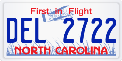 NC license plate DEL2722