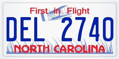 NC license plate DEL2740