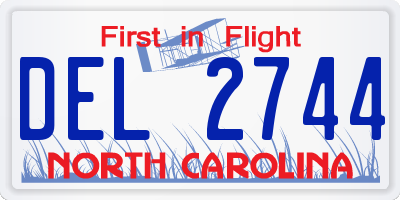 NC license plate DEL2744