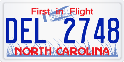 NC license plate DEL2748