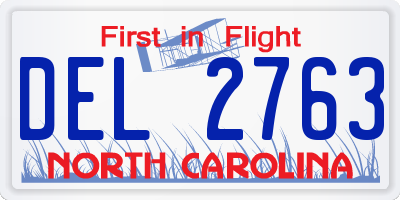 NC license plate DEL2763