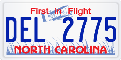 NC license plate DEL2775