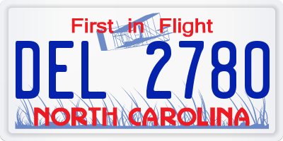 NC license plate DEL2780