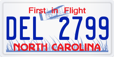 NC license plate DEL2799