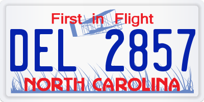 NC license plate DEL2857