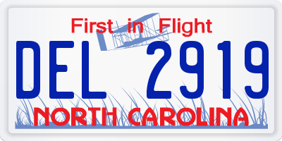 NC license plate DEL2919