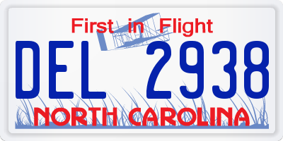 NC license plate DEL2938