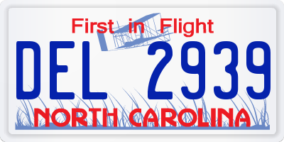 NC license plate DEL2939