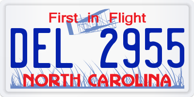 NC license plate DEL2955