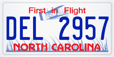 NC license plate DEL2957