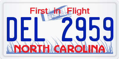 NC license plate DEL2959