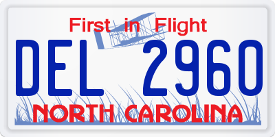NC license plate DEL2960