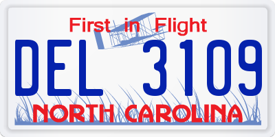 NC license plate DEL3109