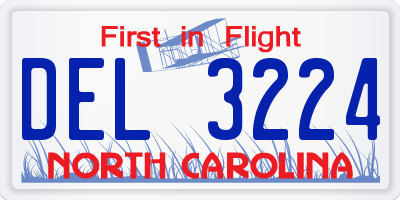 NC license plate DEL3224