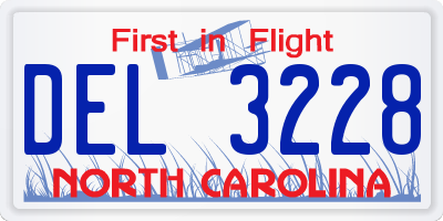NC license plate DEL3228