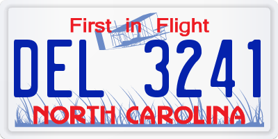 NC license plate DEL3241