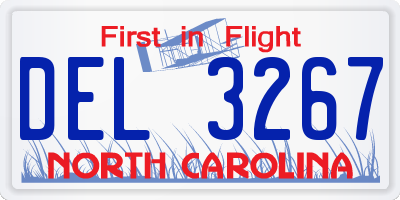 NC license plate DEL3267