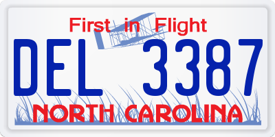 NC license plate DEL3387