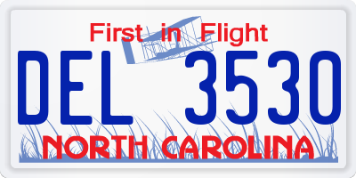 NC license plate DEL3530