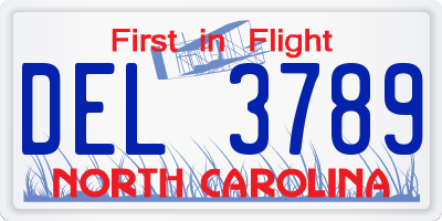 NC license plate DEL3789