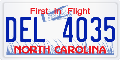 NC license plate DEL4035