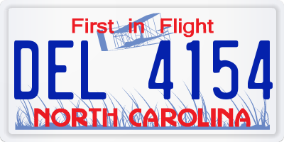 NC license plate DEL4154