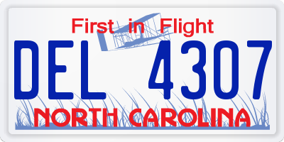 NC license plate DEL4307