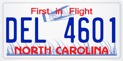 NC license plate DEL4601