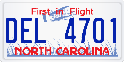 NC license plate DEL4701