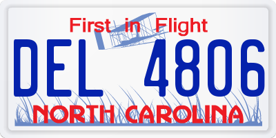 NC license plate DEL4806