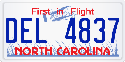 NC license plate DEL4837