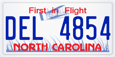 NC license plate DEL4854