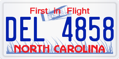 NC license plate DEL4858