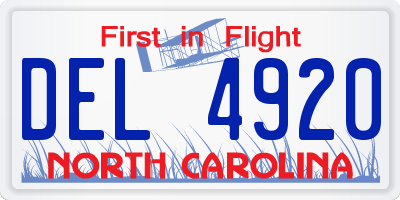 NC license plate DEL4920